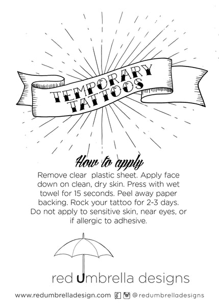 Temporary Tattoo Set – Red Umbrella Designs